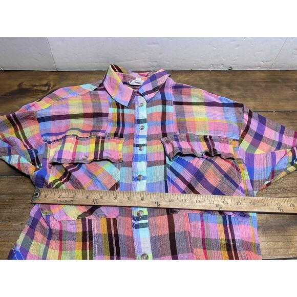 Anthropologie Pilcro Multicolor Plaid Button Down Tunic Top Size XXS - Picture 10 of 13